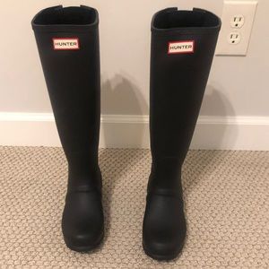 Hunter Rain Boots Tall Black Matte Adjustable